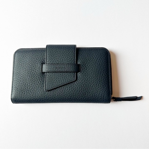 AllSaints Ray Leather Wallet Navy Pebbled Leather - Picture 1 of 10